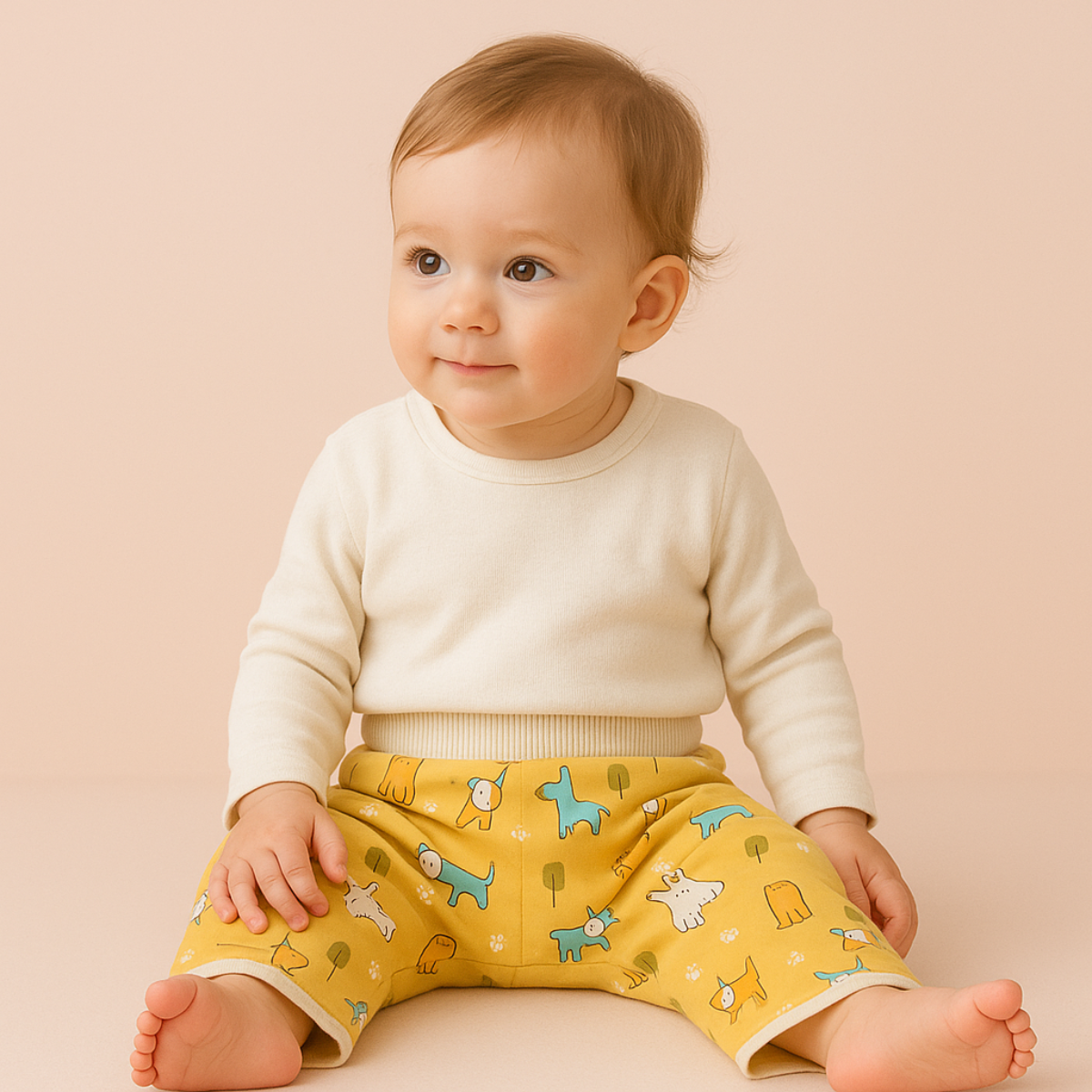 Close-up of waterproof potty training skirt for infants, soft cotton