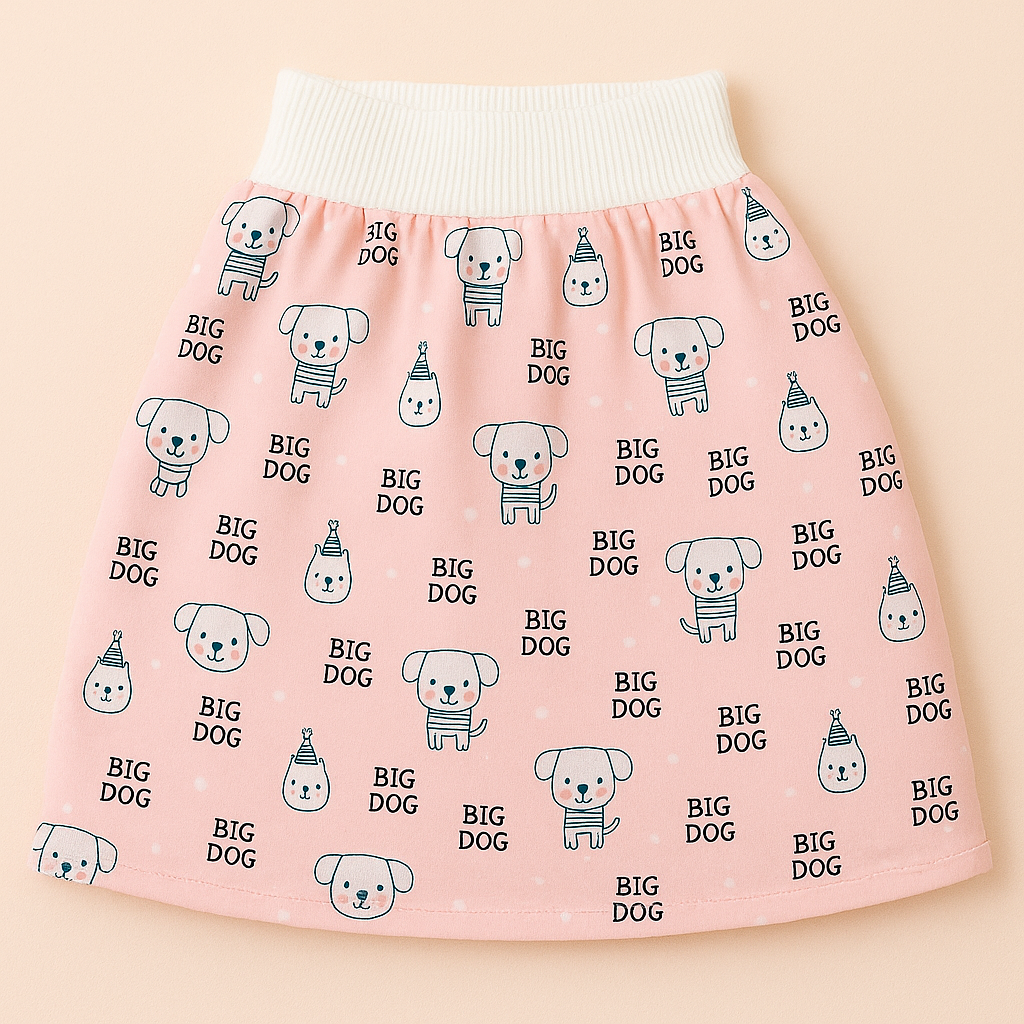 Potty training essentials: reusable pants and skirt on a hangers