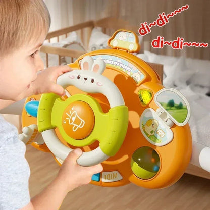Toddler interactive play steering wheel toy with lights & sounds, perfect for educational travel fun