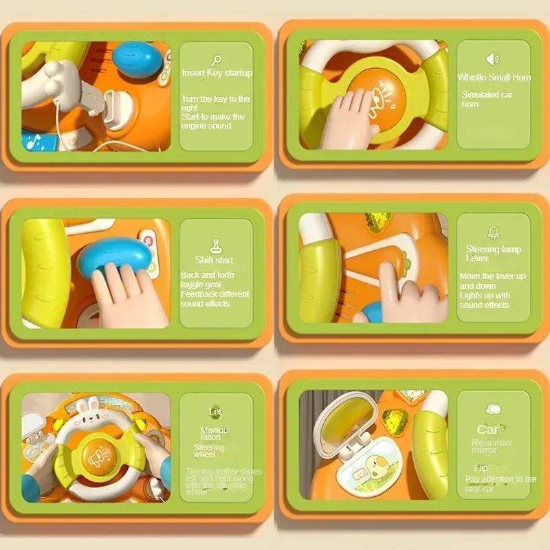 Infant interactive steering wheel activity toy, designed for early learning and sensory play
