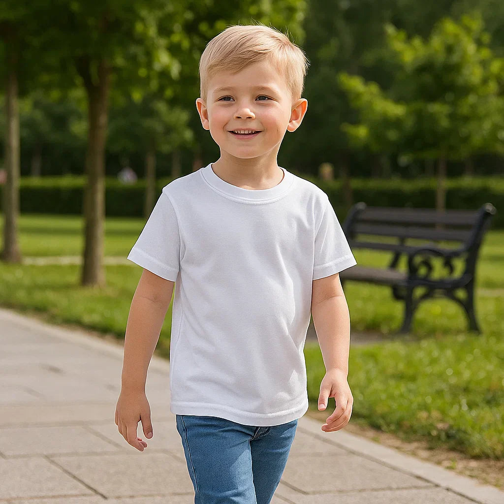 Basic black cotton t-shirt for kids, comfortable short sleeve design for toddlers