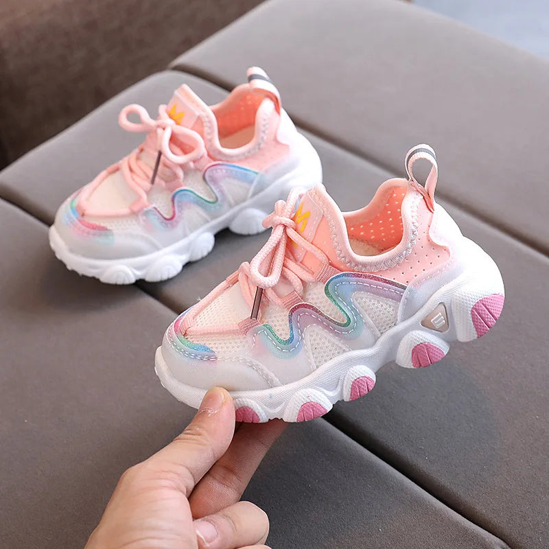 Comfortable toddler kids athletic sneakers, breathable mesh, non-slip sole, essential children's footwear