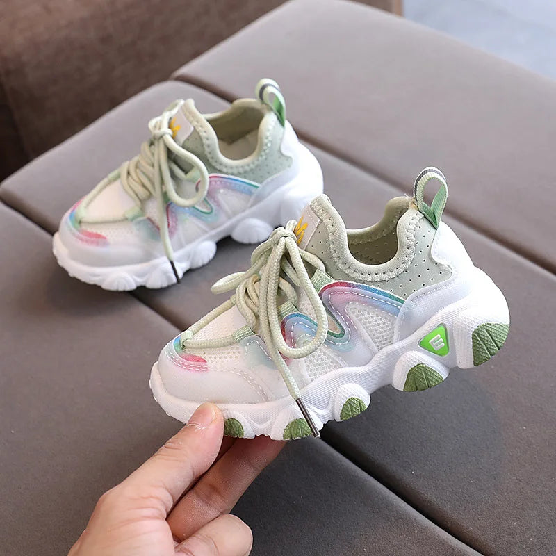 Toddler kids athletic sneakers, featuring breathable fabric and a flexible sole for growing feet