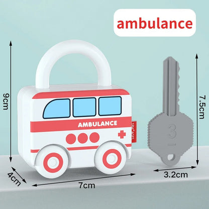Toddler vehicle lock and key puzzle, a fun and educational toy for motor skills and matching
