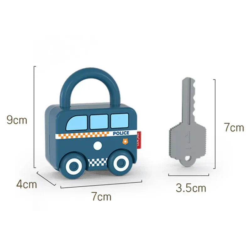Kids learning toy: lock and key vehicle puzzle, promotes dexterity and cognitive development