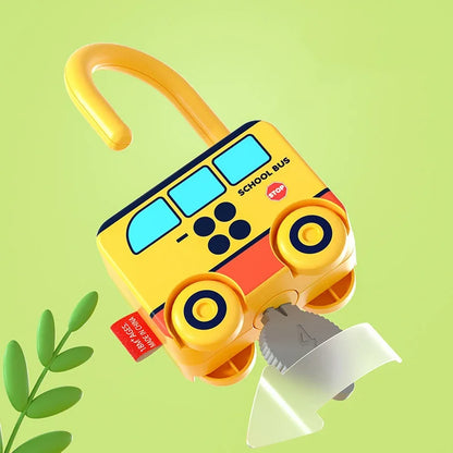 Toddler Montessori car puzzle, engaging lock and key activity, enhances early learning skills