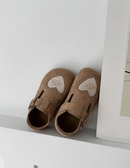 Children's leather barefoot shoes, red, with soft soles, perfect for growing feet.