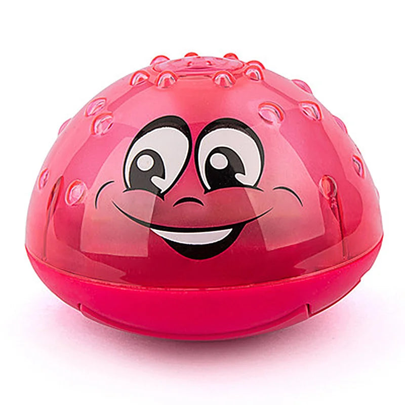 Closeup of a colorful LED light-up water spray bath toy with an adorable design for toddlers.