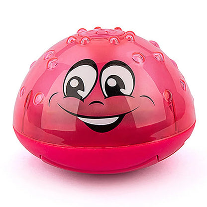 Closeup of a colorful LED light-up water spray bath toy with an adorable design for toddlers.