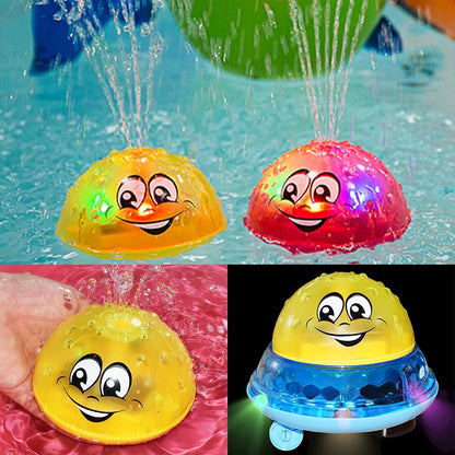 Durable toddler bath toy featuring LED lights and a fun water spray function for engaging play.
