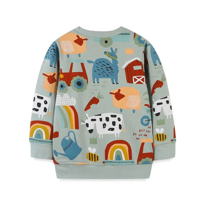 Kids' comfortable animal print cotton sweater, ideal for fall clothing and everyday children's apparel