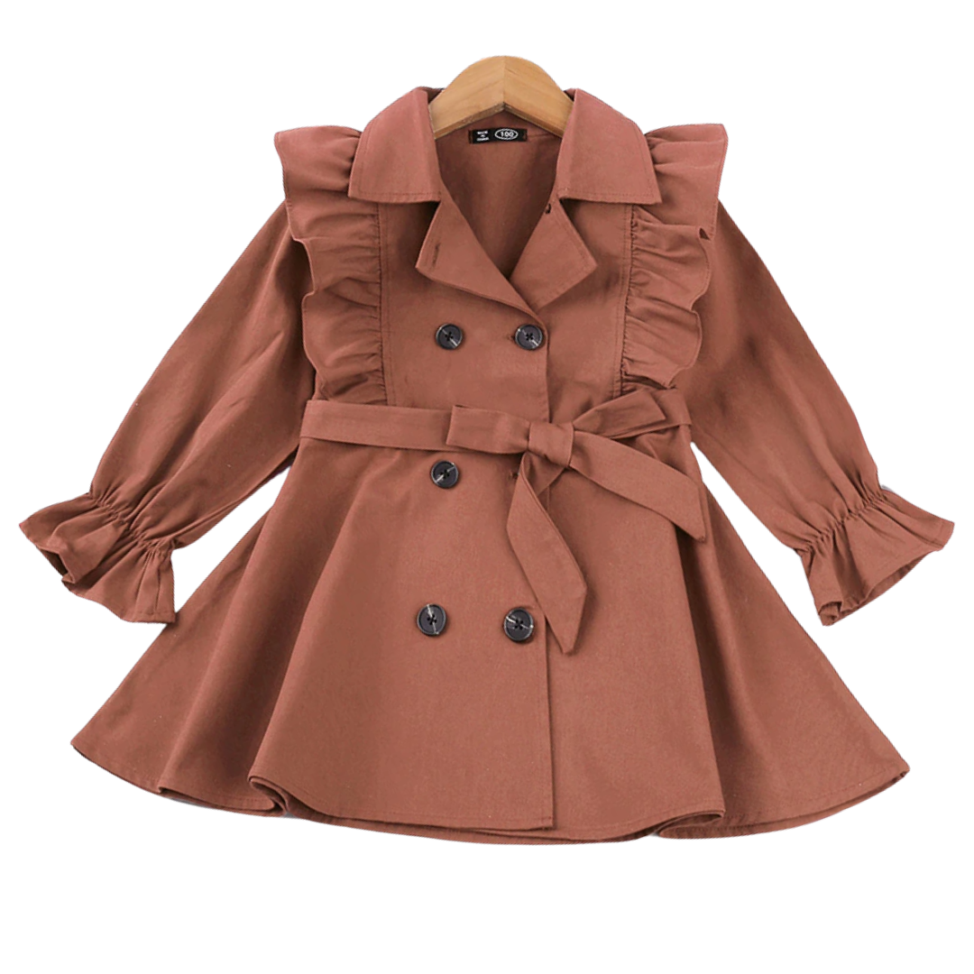 Toddler long sleeve fashion trench coat with belt, cotton blend, fall outerwear