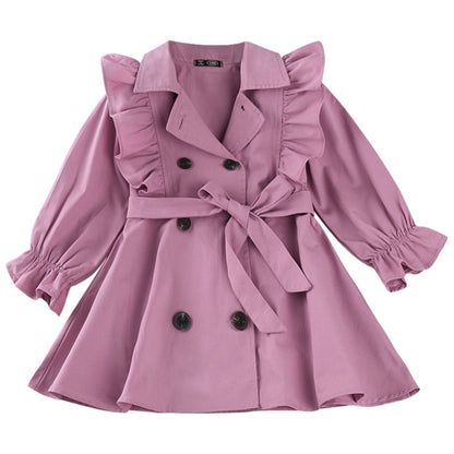 Unisex children's fashion trench coat, perfect for fall, featuring a stylish belt