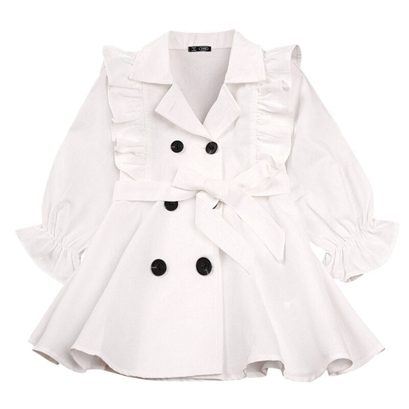 Long sleeve belted trench coat for kids, ideal for winter wear, comfortable cotton blend