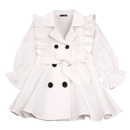 Long sleeve belted trench coat for kids, ideal for winter wear, comfortable cotton blend