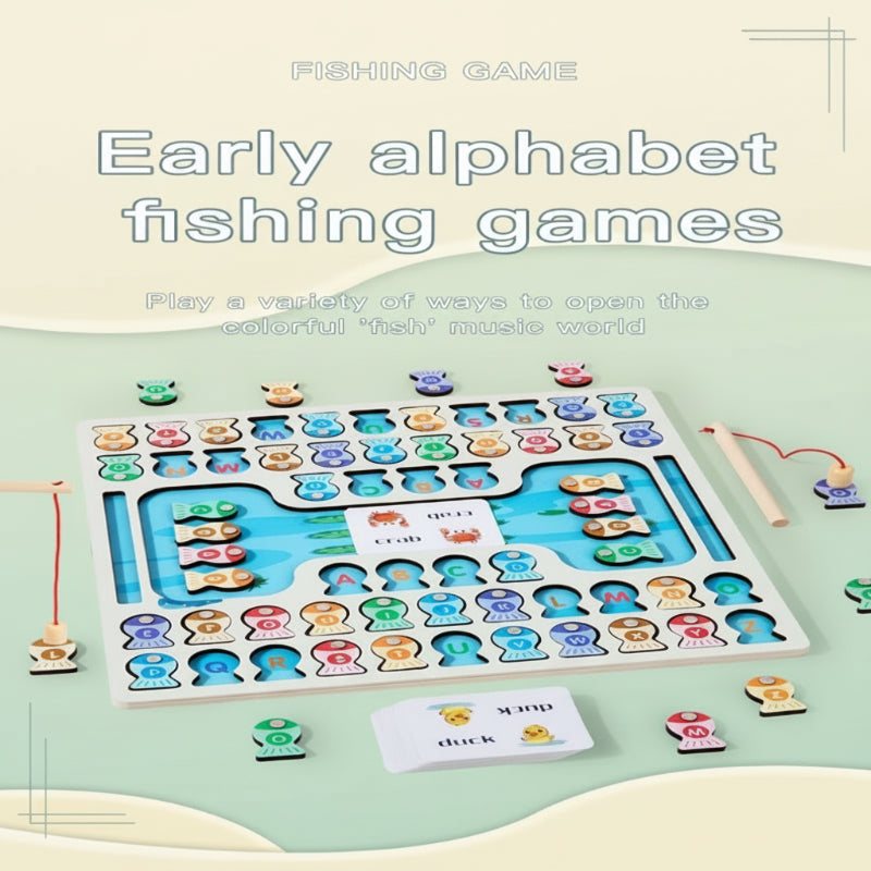 Magnetic educational ABC fishing game set, activity toy for toddlers, perfect for early learning.
