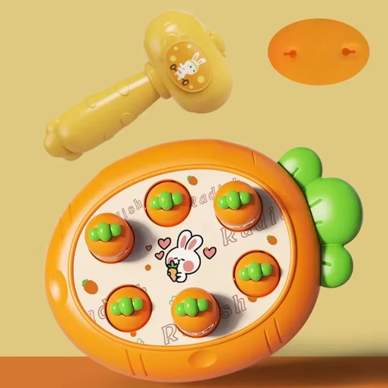 Toddler engaged in animal recognition with Montessori hammer tapping activity toy