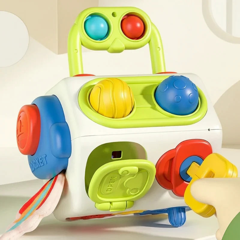 Educational montessori fidget cube for toddlers with sensory activities, perfect baby gift