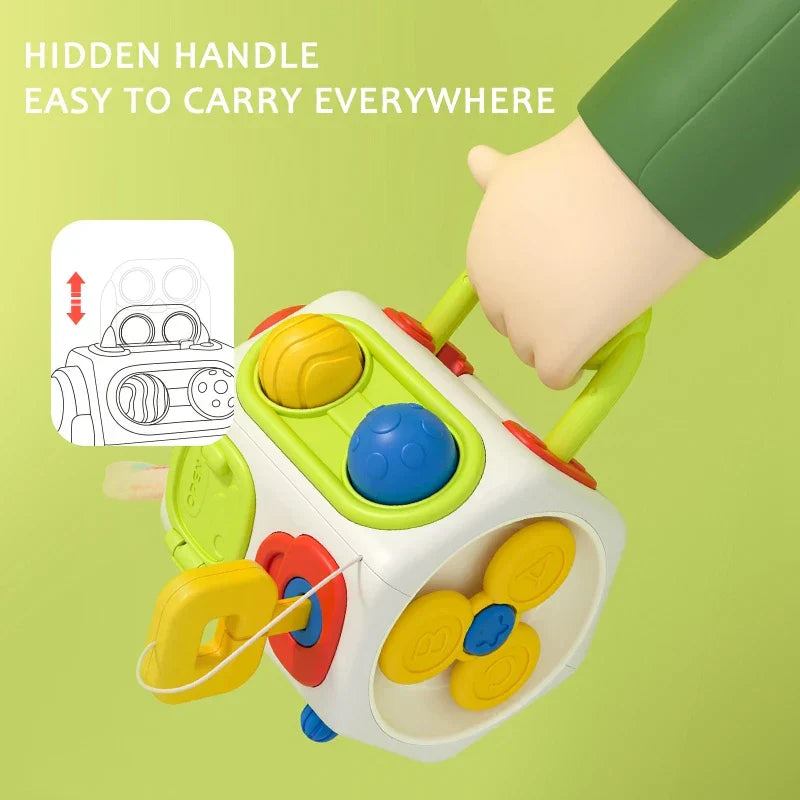Montessori sensory fidget cube for toddlers, activity toy enhancing fine motor skills for babies
