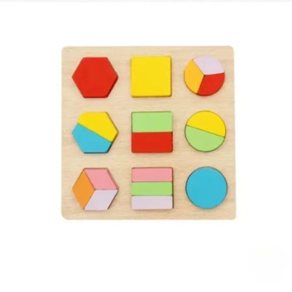 Montessori wooden toy for toddlers with animal puzzle, shape sorter, number match, & fishing