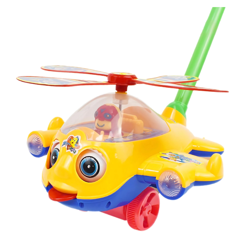 Durable Toddler Musical Helicopter Push Walker Toy, a stimulating kids' play item for walking and early development