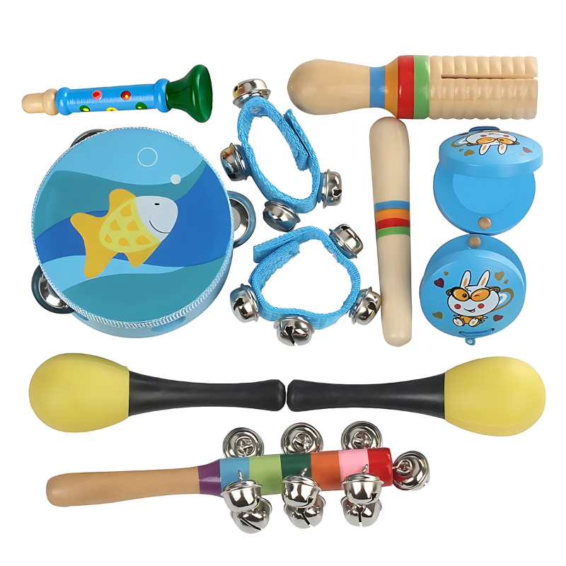 Preschool educational wooden musical toy set for toddlers to develop motor skills and auditory senses, screen-free fun