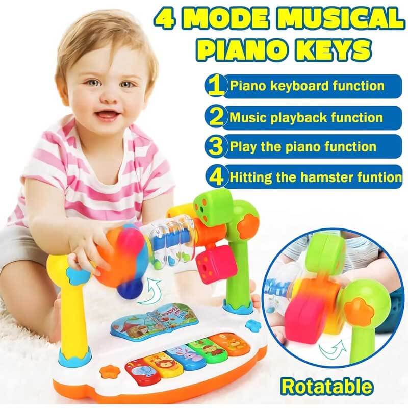 Infant musical keyboard with various sound effects and flashing lights, perfect for baby learning.
