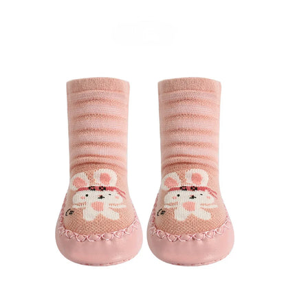 Toddler non-slip animal socks with anti-skid grips, ensuring safe playtime for babies