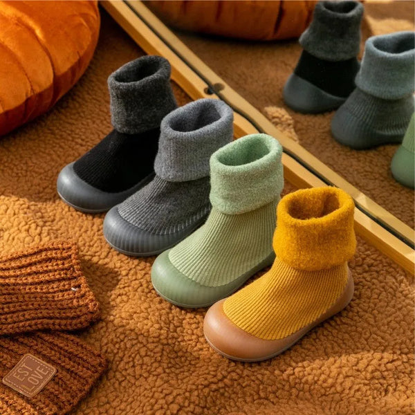 Toddler non-slip grip sock shoes, blue, soft sole baby first walker footwear
