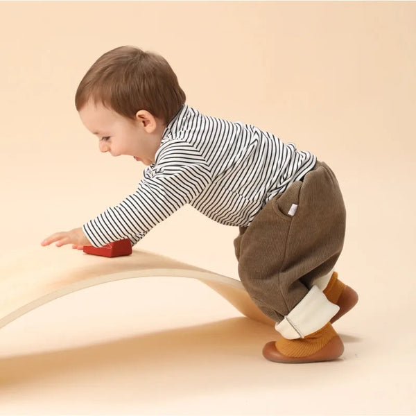 Cute unisex baby cozy slip-on sock shoes, perfect for winter warmth