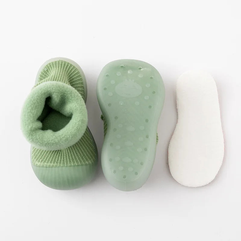 Infant footwear: soft sole grip sock shoes in a variety of patterns