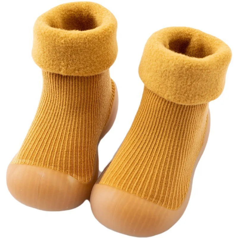 Toddler first walker sock shoes with elastic ankle for secure fit, non-slip