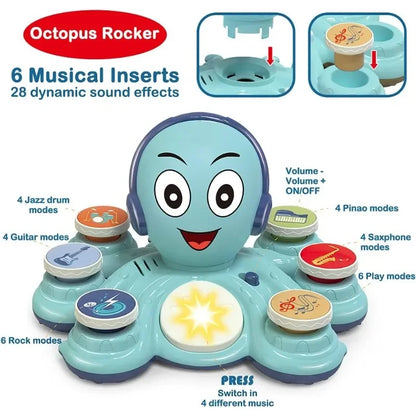 Educational baby octopus musical toy, perfect for developing fine motor skills & sensory perception.