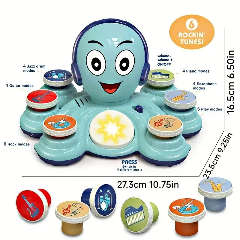 Octopus musical toy for babies and toddlers, promoting early learning & interactive play.