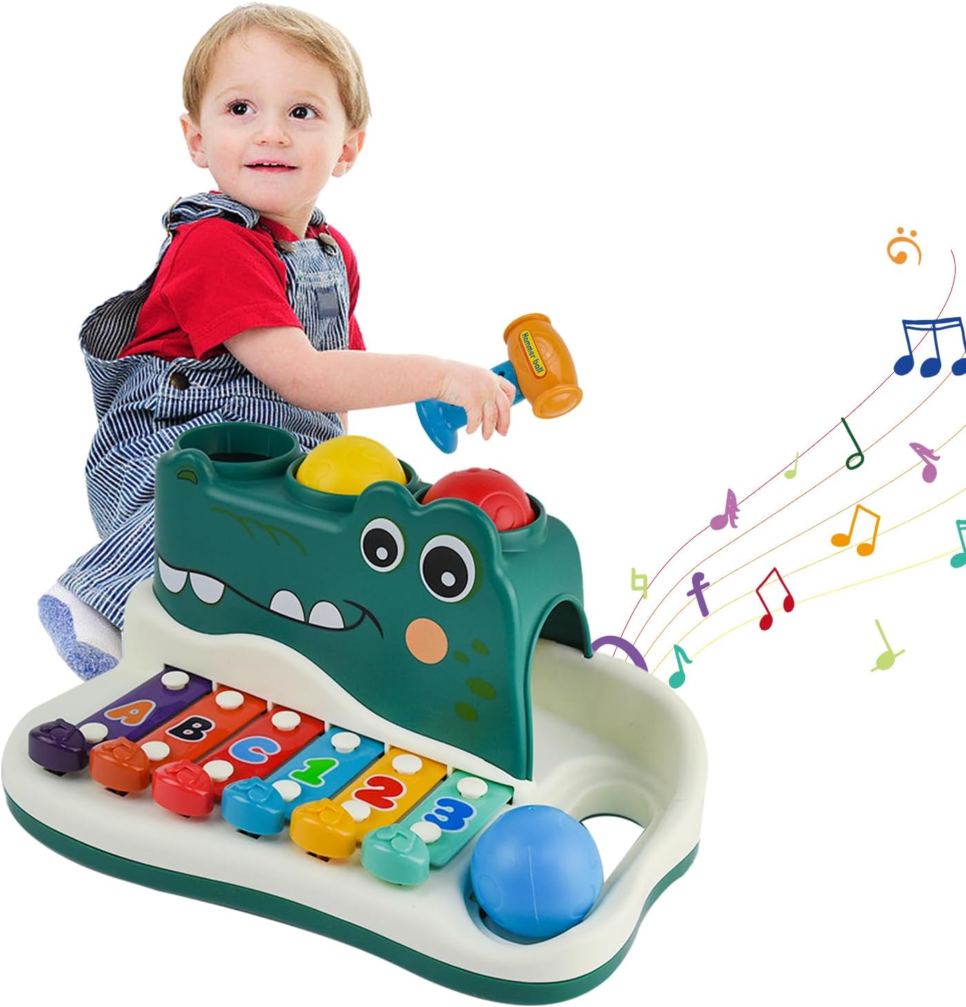 Vibrant Kids Musical Hammer Xylophone Toy with mallets, perfect for preschool music education and fun.