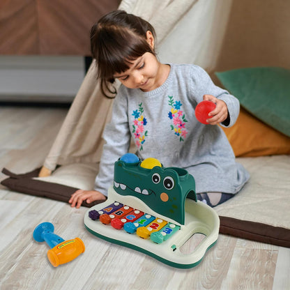 Close-up of a Kids Musical Hammer Xylophone Toy, showcasing bright keys for early developmental play.