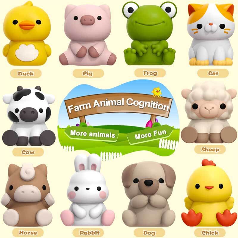 Montessori-inspired farm animal counting game promoting child development and fine motor skills.