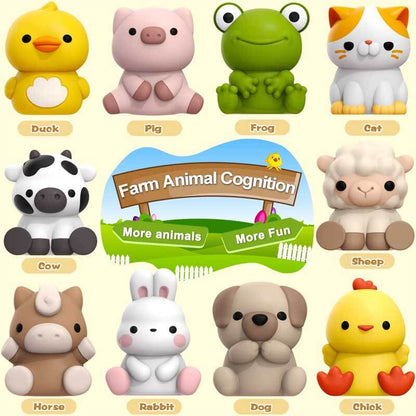 Montessori-inspired farm animal counting game promoting child development and fine motor skills.