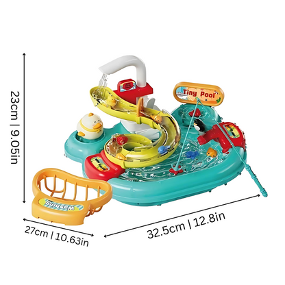 Kids' interactive bath toy with fishing game, water pump, and colorful accessories for toddlers