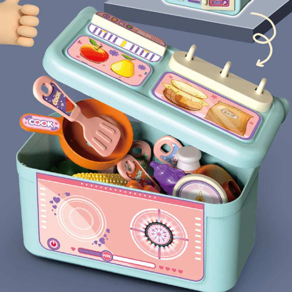 Preschooler interacting with a detailed toy kitchen set, an ideal educational toy for imaginative fun.