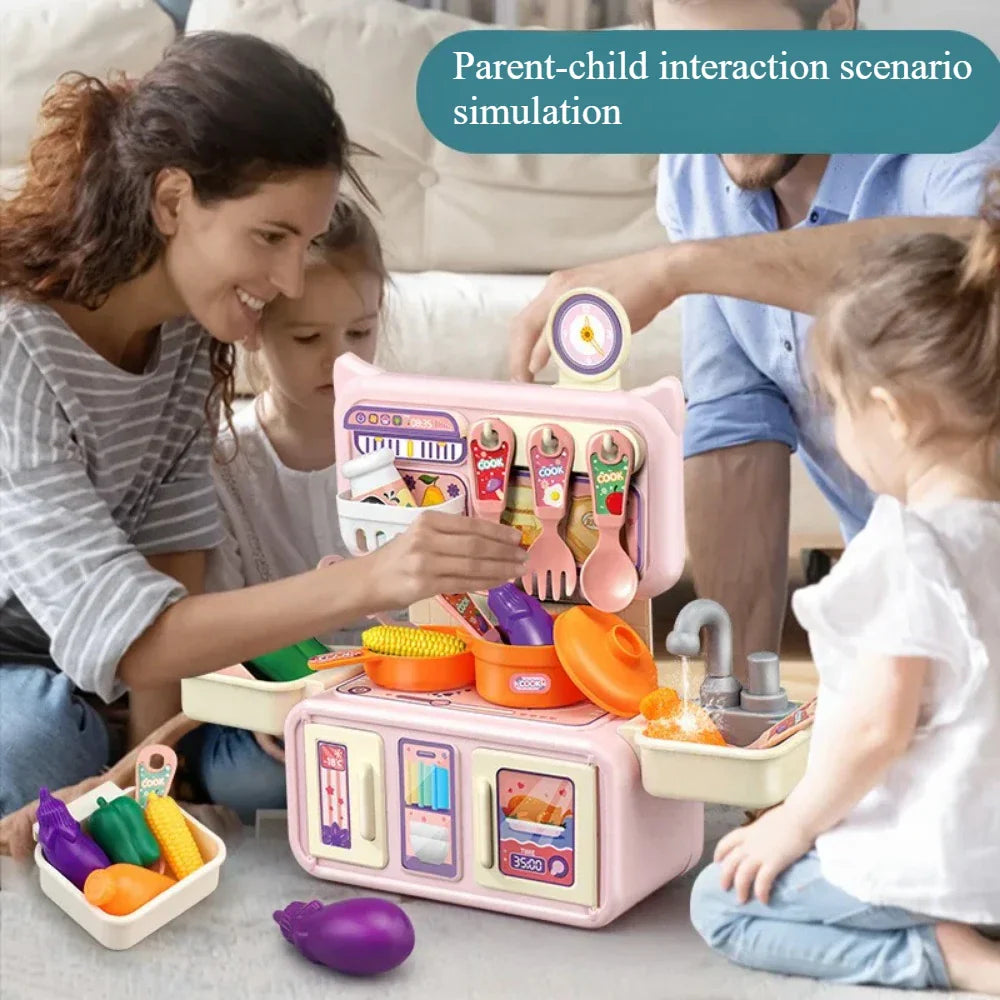 Imaginative play kitchen set for children, featuring a stove and sink, an ideal educational toy.