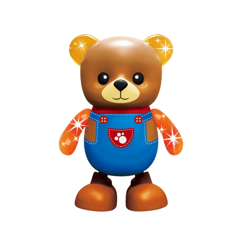 Child laughing while engaging with a fun musical dancing toy, perfect for active toddlers.