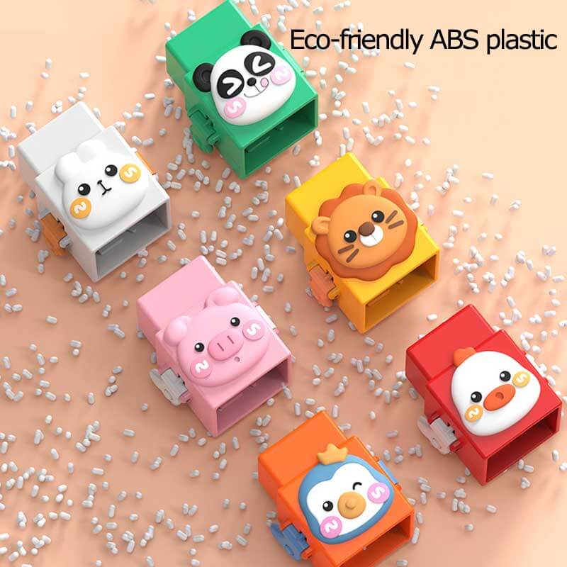 Interactive animal stacking blocks for toddlers, promoting cause and effect learning and baby development.