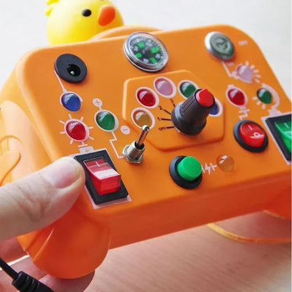 Portable light and sound activity board for kids, perfect as a travel toy for toddlers