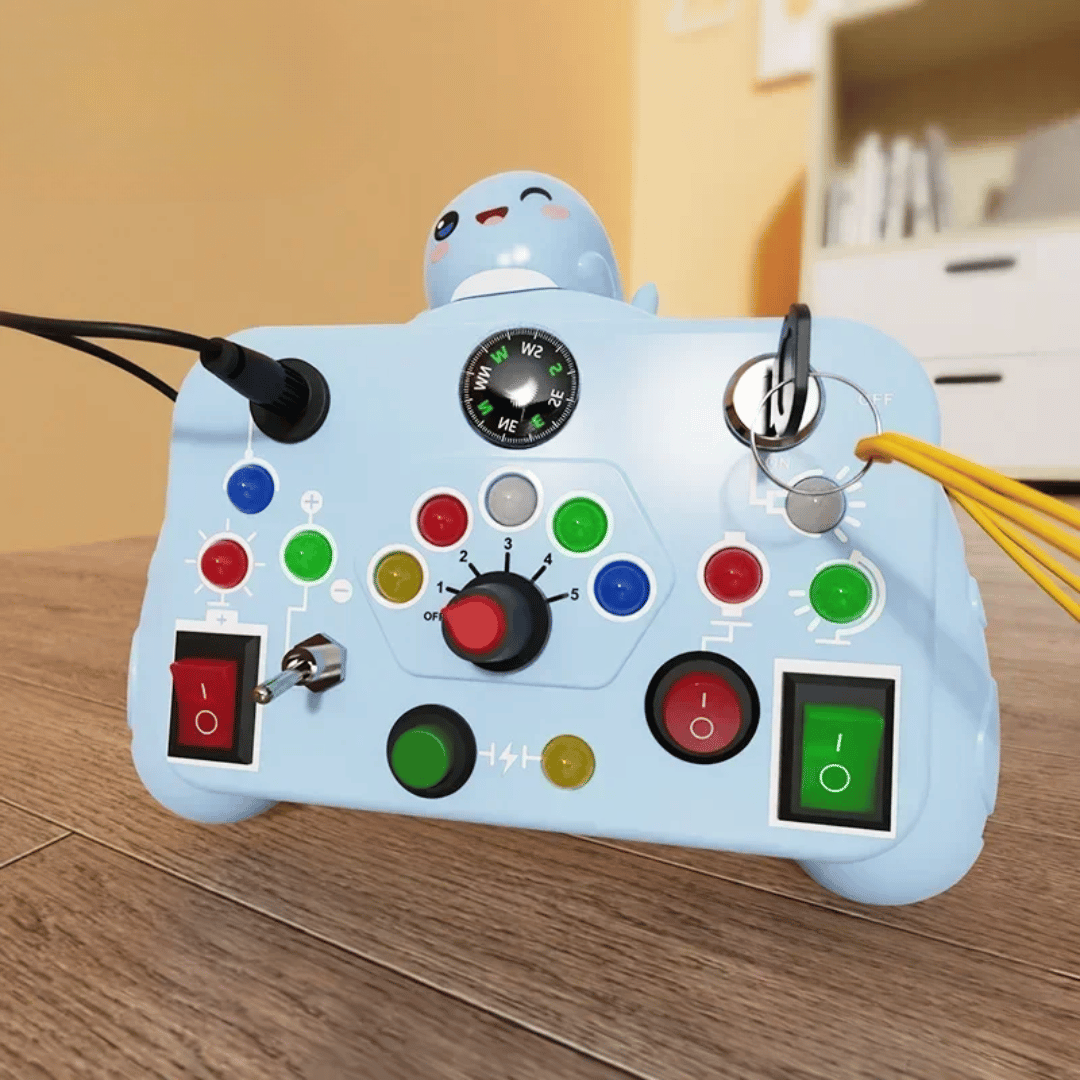 Travel-friendly kids' educational light & sound board for engaging sensory play on the go