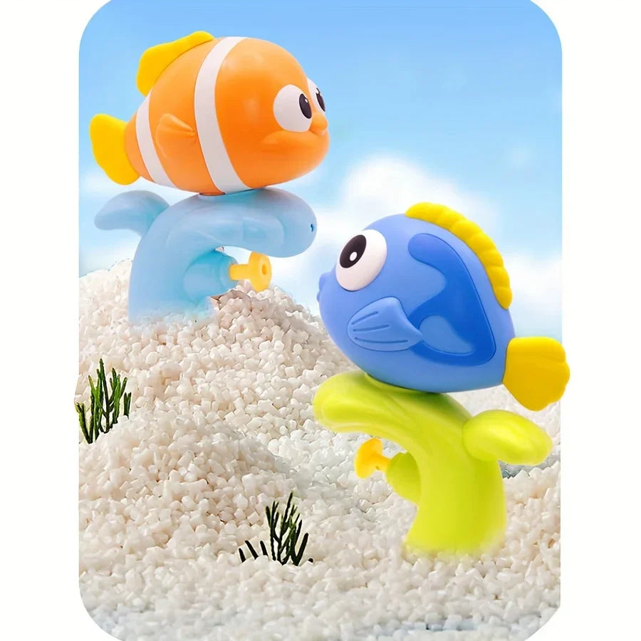 Assorted plastic water toys for toddlers, perfect for splash time and imaginative play.