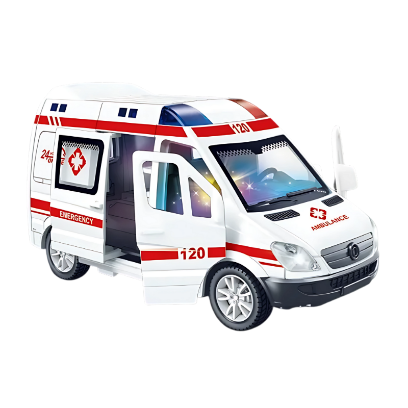 Close-up of rescue vehicle toy for kids showing detailed design and durable build