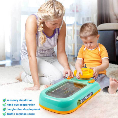 Brightly colored interactive steering wheel toy for kids, offering immersive driving adventure play