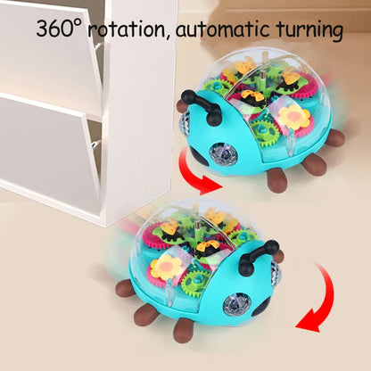Bright red Musical Beetle Toy with various textures, designed for baby's sensory and motor development.