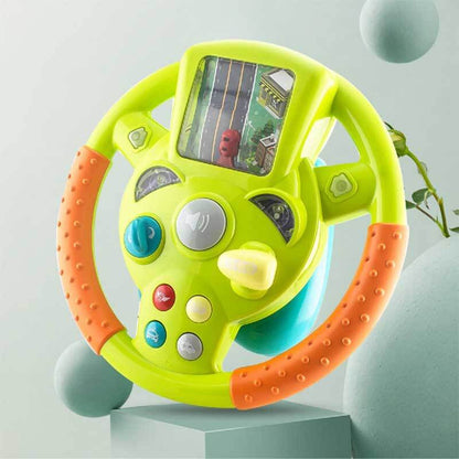 Boys toy: interactive steering wheel with key, gear shift, and horn for role-play fun.